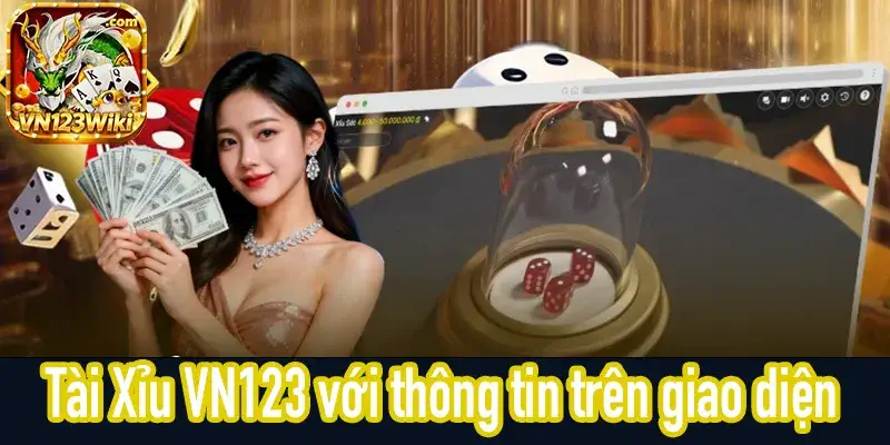 Tài Xỉu VN123 với thông tin phiên và kết quả trên giao diện