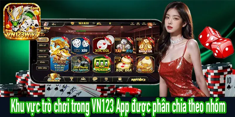 VN123 App phân loại khu vực trò chơi theo từng nhóm riêng
