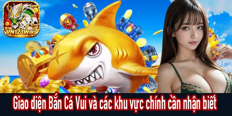 Giao diện Bắn Cá Vui với mục tiêu, mức súng và nút điều khiển