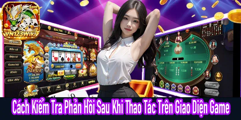 Màn hình game VN123 hiển thị phản hồi sau khi người chơi thực hiện một thao tác